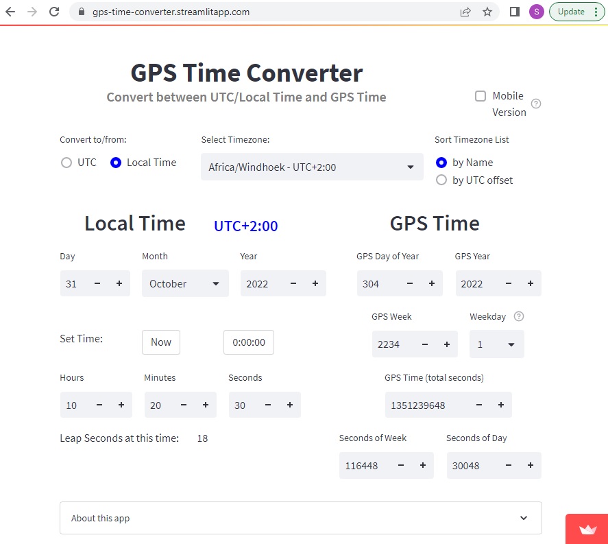 GPS Time Converter