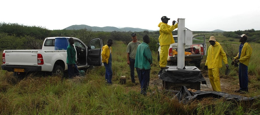 Construction of First Order Pillar on rainy Day