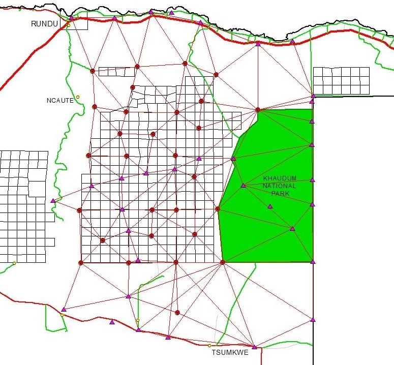 Overview Map of Kavango Farms and Control Points