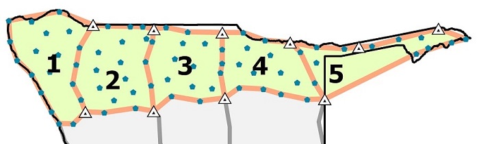 Map of Zones 1 to 5 in Northern Namibia