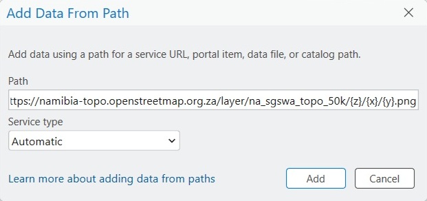 ArcGIS Pro adding a tile service from a URL