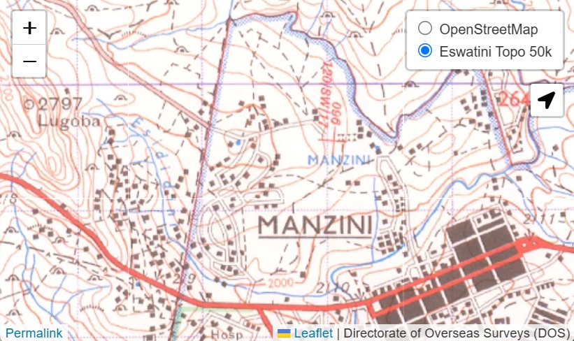Online topographic map of Eswatini