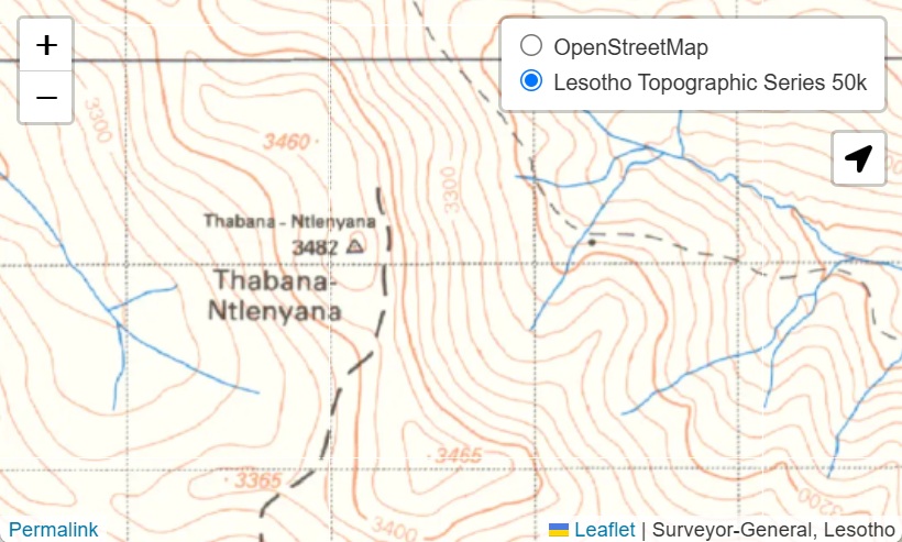 Online topographic map of Lesotho