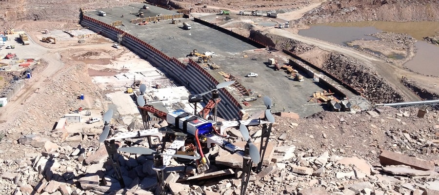 Multi-Rotor Drone in Front of Neckartal Building Site